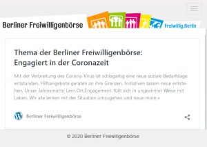 Screenshot der Internetseite der Frewiilligenbörse